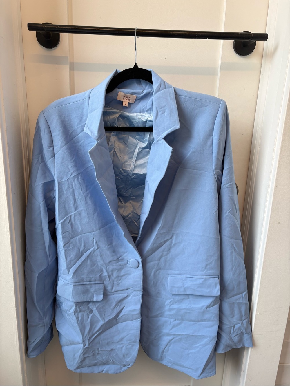 Camila Coelho Light Blue Single-Button Blazer